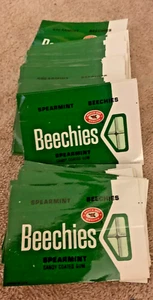 Vintage Buche-Nuss Spearmint Beechies Etikett Kaugummi Stck 50 Hergestellt in den USA - Bild 1 von 5