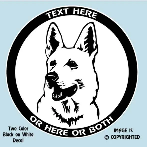 PERRO PASTOR ALEMÁN BLANCO PERSONALIZADO 2 COLORES o CALCOMANÍA / PEGATINA - #D053 Foto 1 de 1