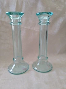 Juego de 2 palitos de velas cónicas Vetreria Etrusca VE verde claro 7 3/4" Italia - Imagen 1 de 7