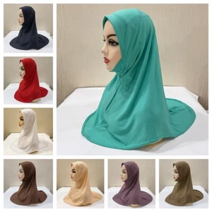 Girls Plain Colors Muslim Hijab Headscarves Headwrap fit for 5-9 Years Old Kids - Picture 1 of 25