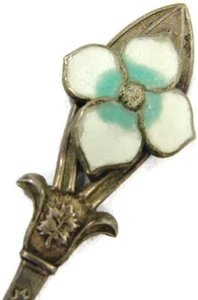 Vintage Radium B.C. Andenken Löffel 925 Sterling Silber Emaille Blume - Bild 1 von 14