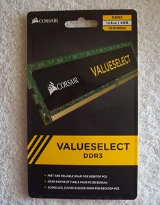 CORSAIR VALUE SELECT 4GB DDR3 1600MHz CL11 CMV4GX3M1A1600C11 DIMM PC RAM 240p - Picture 1 of 6