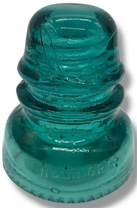 Hemingray vintage n. 40 Tappo in vetro isolante telegrafico ferroviario blu/verde, USA. - Foto 1 di 5