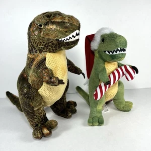 Douglas T-Rex Plush Lot Of 2- Roaring 10”  W/ Soundbox & 8” Christmas Theme - Picture 1 of 7