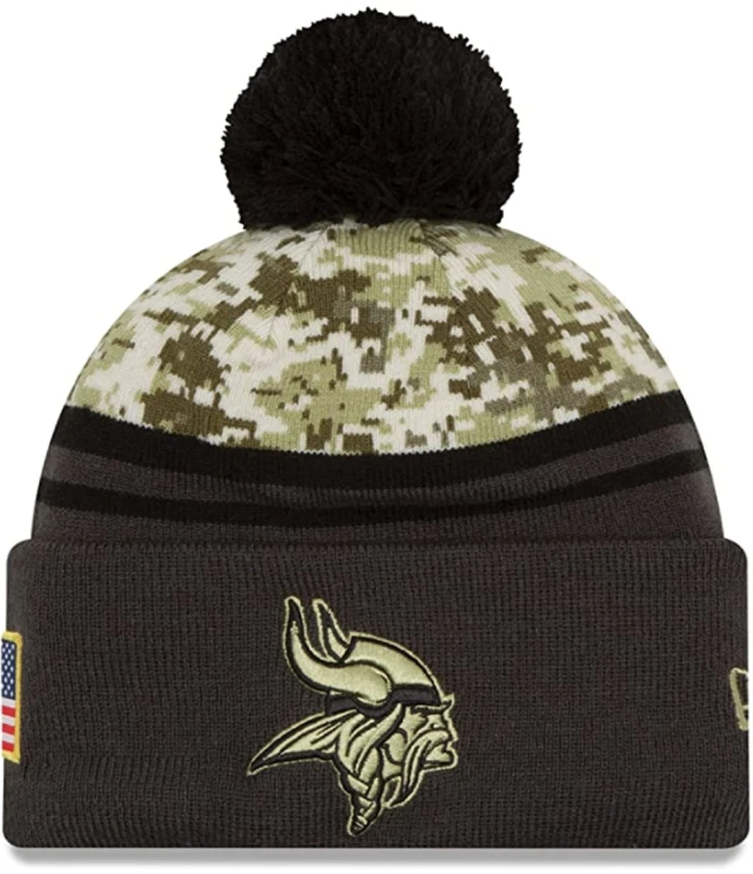 RARO 100% Auténtico Nuevo con Etiquetas New Era NFL Saludo al Servicio Deporte Tejido Gorro Con Pompón Foto 1 de 1