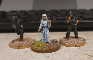 3 MINIATURE FIGURES ADVENTURES LADY & 2 UNIFORMS WARGAMING VERY WELL PAINTED VGC - Picture 1 of 1