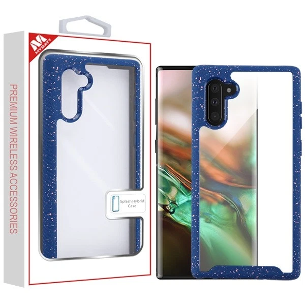 Funda híbrida con salpicaduras de pintura MyBat para Samsung Note 10 - azul y rosa Foto 1 de 1