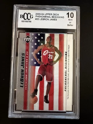2003-04 Upper Deck LeBron James Phenomenal Beginning Rookie RC #20; BCCG MINT - Image 1 of 2