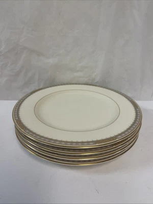 "Juego de 4 platos de ensalada MIKASA SHERATON LAN03 8,25"" marfil porcelana oro detalles" Foto 1 de 4