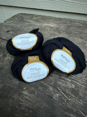 Elann 60% Baby Alpaca 30% Merino 10% Cashmere THREE 25g/110yds Black#0500 Lot 76 - Image 1 of 2