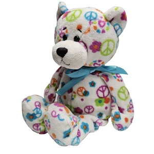 Ganz Peace Bear H11515 Neón Aqua Verde Lima Púrpura Naranja Signos de Paz Flores - Imagen 1 de 19