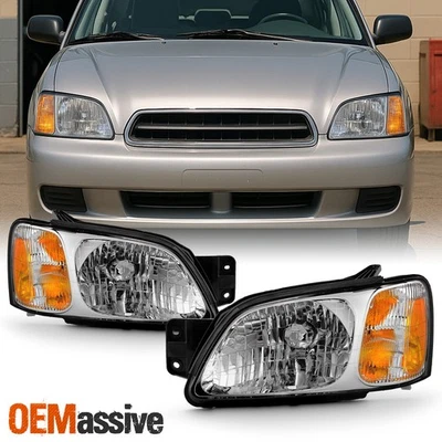 For 2000-2004 Subaru Legacy Brighton/ Baja Sport Headlights Chrome Housing Pair - Image 1 of 4