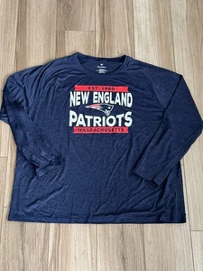 New England Patriots Long Sleeve Shirt Mass Fanatics Navy Blue Men’s Size 3XL - Picture 1 of 7