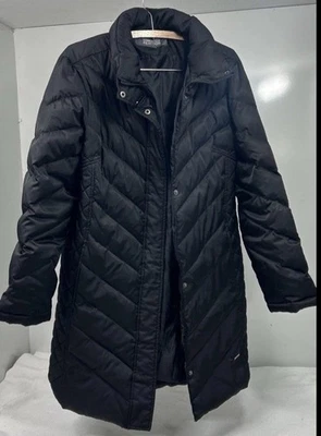 KENNETH COLE Reaction MUJERES Talla S Plumón Negro Largo Acolchado Foto 1 de 4