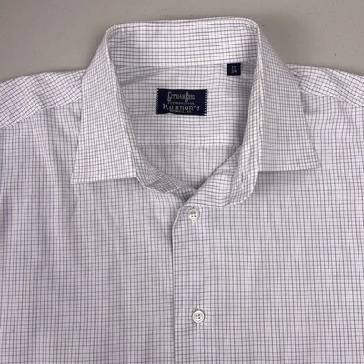 Gitman Bros Dress Shirt 17 34 Mens L/S Button Up White Grid Check Red Blue EUC - Image 1 of 4