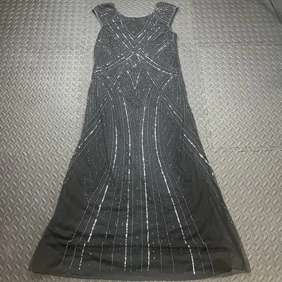 Pisarro Nights Beaded Sequin Mesh Column Gown Size 16 - Image 1 of 4