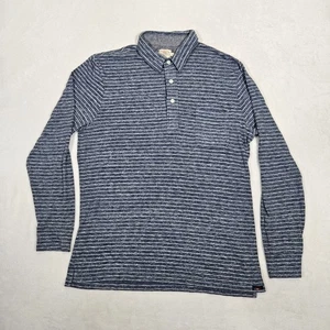 Faherty Polo Shirt Men's Largw Long Sleeve Blue Indigo Organic Cotton - Picture 1 of 8