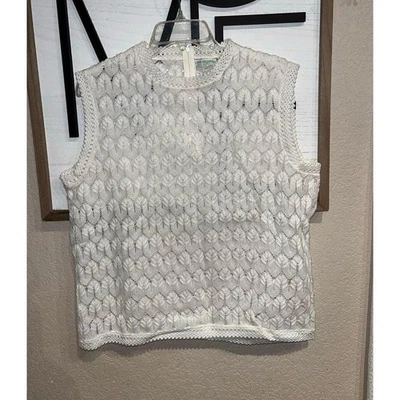 Vintage Lane Bryant White Crochet acrylic Tank Top Vest P - Image 1 of 3