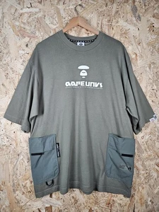Mens Aape By A Bathing Ape BAPE Multi Pocket Khaki Green TShirt Size Large - Picture 1 of 8