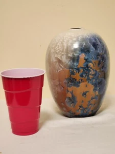 PHIL MORGAN Rainbow Crystalline Pottery 1988 9” Vase EXCELLENT COND. - Picture 1 of 8