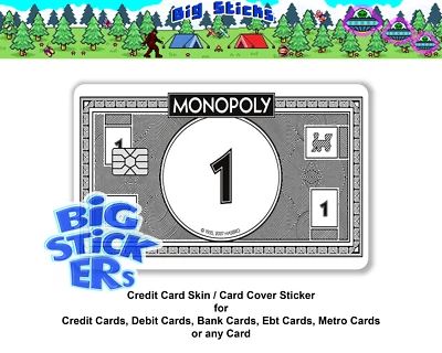 BIGSTICKER Monopoly Cash Credit Card Skin Cover SMART Sticker Decal