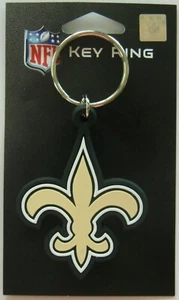 New Orleans Saints Logo Flexi Split Ring Key Chain NFL Football - Picture 1 of 3