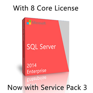 Microsoft SQL Server 2014 Enterprise SP3 w. 8 Core License, unlimited User CALs