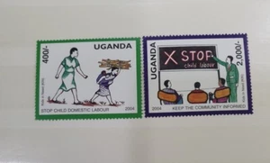 MNU UGANDA 2004 Stop Child Labor Abuse Child Rights MNH Pair - Picture 1 of 1