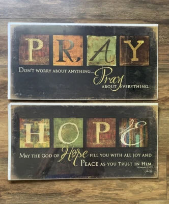 Lote de 2 pôsteres Pray Hope estampas artísticas decoração para casa Marla Rae 24” L x 12” T novo - Imagem 1 de 4