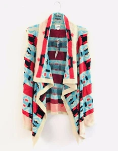 Cárdigan para mujer sin mangas Azteca envolvente talla S tribal drapeado swing gráfico dórico - Imagen 1 de 12