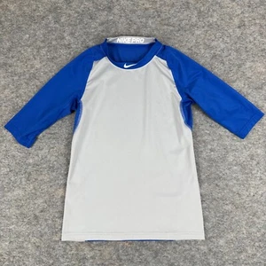Nike Pro Dri Fit MLB 3/4 Sleeve Baseball T-Shirt Slim Fit Blue Boys Small S - Picture 1 of 8
