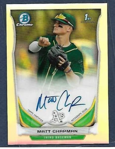 2014 Bowman Chrome MATT CHAPMAN REFRACTOR ROOKIE RC AUTO AUTOGRAPH Red Sox - Picture 1 of 2