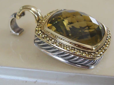 $2950 DAVID YURMAN 18K GOLD SS EXTRA LARGE ALBION OLIVE YELLOW SAPPHIRE ENHANCER - Image 1 of 4