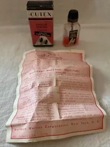 RARE Vintage 1938 CUTEX Salon Type Natural Nail Polish Bottle DECO Style Tulip - Bild 1 von 9