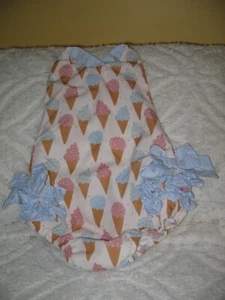 Baby Girls Sun suit / Romper Ice Cream Cones Southern Taters Size 5 Blue, Bows - Picture 1 of 13