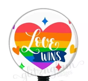 Heart Badge Reel, Love Wins Badge Reel, Rainbow Pride ID Badge Reel GG6057 - Picture 1 of 8