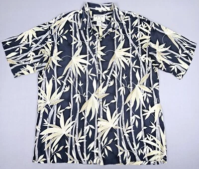 Camisa Hawaiana Bamboo Cay Para Hombres L Negra Estampado Bambú Rayón Cuello Lazo Foto 1 de 4