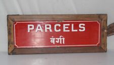 1940s Vintage Wooden Enamel Painted Parcels Post Bangi Porcelain Sign Board 6577