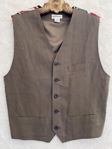 Vintage Reunion Menswear Linen Graphic Art To Wear Waistcoat Vest Men's Medium