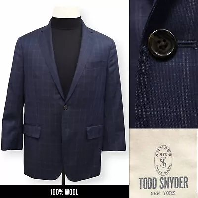 TODD SNYDER Hombre Azul Marino Ventana Abrigo Deportivo Chaqueta Blazer AJUSTE CEÑIDO 42 R Foto 1 de 4