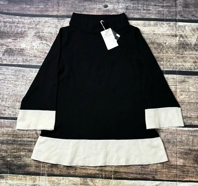 Autumn Cashmere Sweater Women's Small Mock Neck Colorblock White Black Pullover Foto 1 de 4