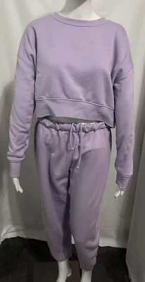Florence By Mills Cozy Crush Jogger Sz M-Cropped Sweatshirt Sz S Set Lavender Foto 1 de 4