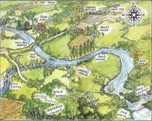 High quality poster of a Antique Wind in the Willows  Print map,   Wall art home - Picture 1 of 3