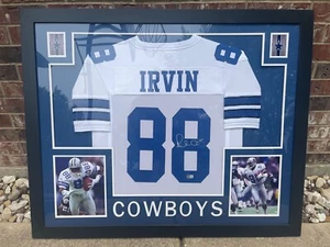 Michael Irvin Autographed 35X43 Custom Framed Cowboys Jersey, Beckett (BAS) - Picture 1 of 4