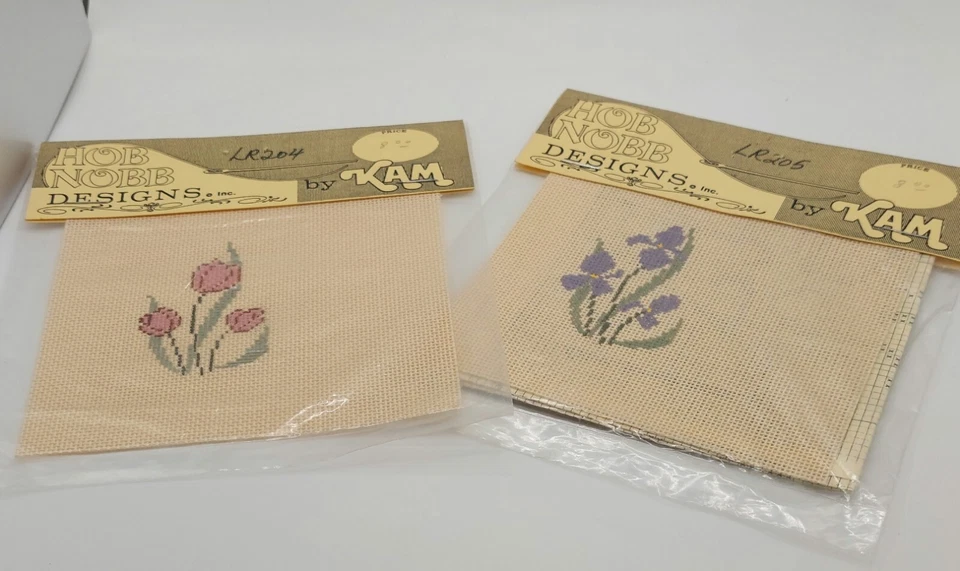 SEWING Needlepoint Hob Nobb Designs by Kam LR204,LR205 Squares Floral Lot 2 New - Image 1 of 1