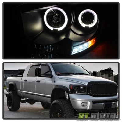 Faros proyectores LED halo negros Dodge Ram 2006-2008 luces luces izquierda+derecha Foto 1 de 4
