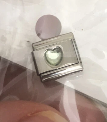 Nuevo de Lote Antiguo Gema Corazón Italiano Dije Pulsera Eslabón 9mm Foto 1 de 3