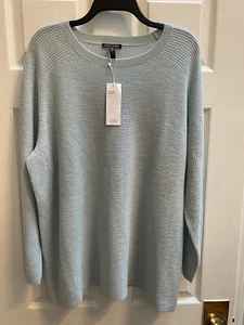 NWT Eileen Fisher 1X Clearwater Waffle Knit. Wool Sweater  $278 - Picture 1 of 2