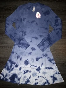  Girls justice mock neck ribbed sweater dress size 8 new blue tye dye  - Picture 1 of 3