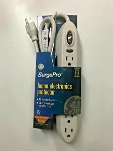 NEW GE SurgePro 6-Outlet Electronics Protector 312 Joules, 3-ft. 14 AWG 3-wire - Picture 1 of 5
